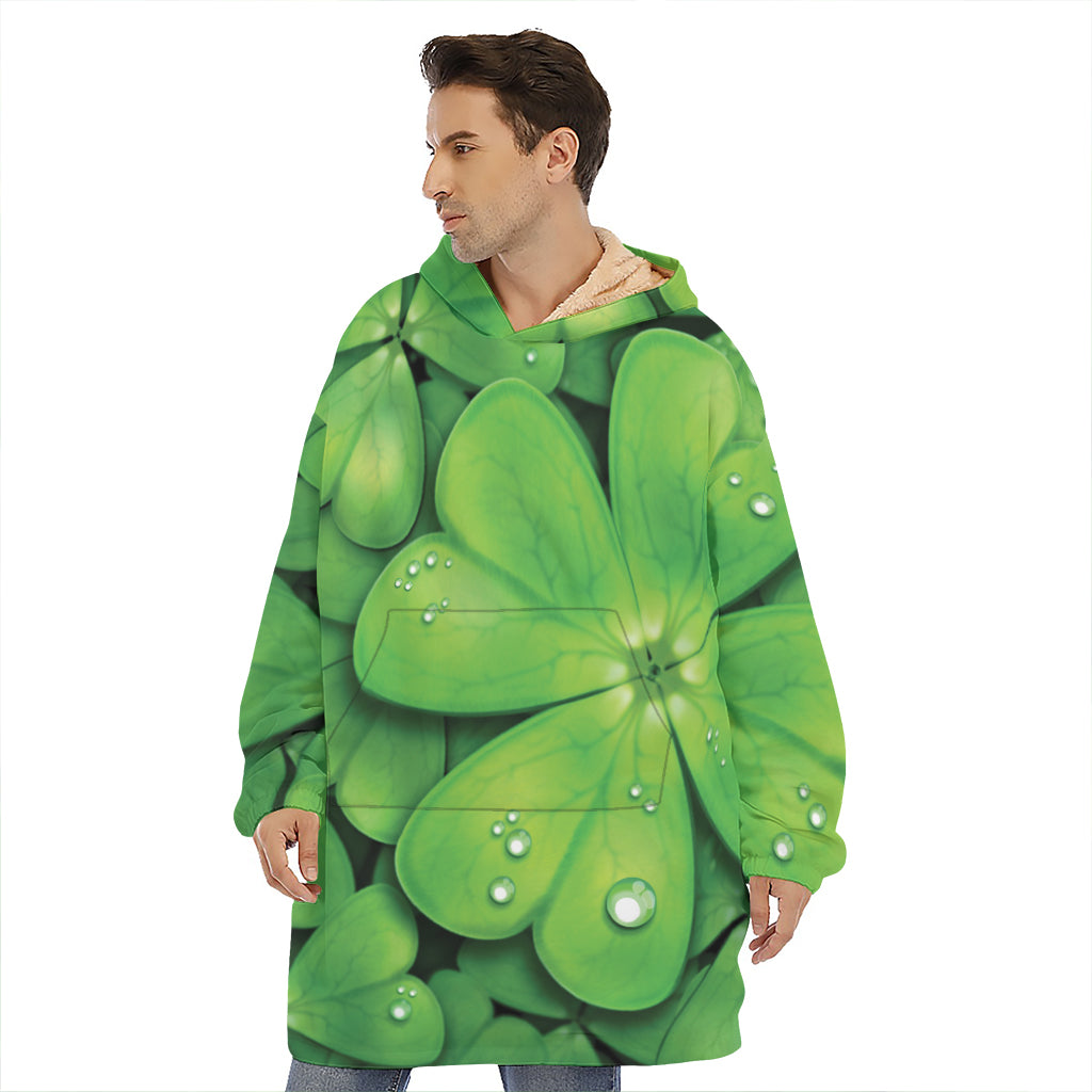 Shamrock Clover St. Patrick's Day Print Hoodie Blanket
