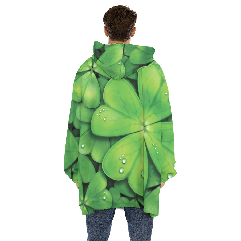 Shamrock Clover St. Patrick's Day Print Hoodie Blanket