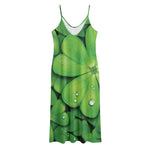 Shamrock Clover St. Patrick's Day Print Jersey Midi Cami Dress