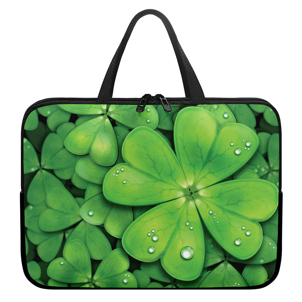 Shamrock Clover St. Patrick's Day Print Laptop Sleeve With Handle