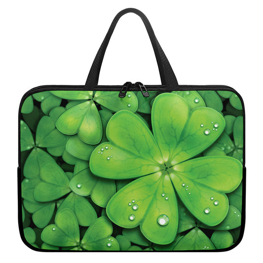 Shamrock Clover St. Patrick's Day Print Laptop Sleeve With Handle