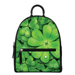 Shamrock Clover St. Patrick's Day Print Leather Backpack