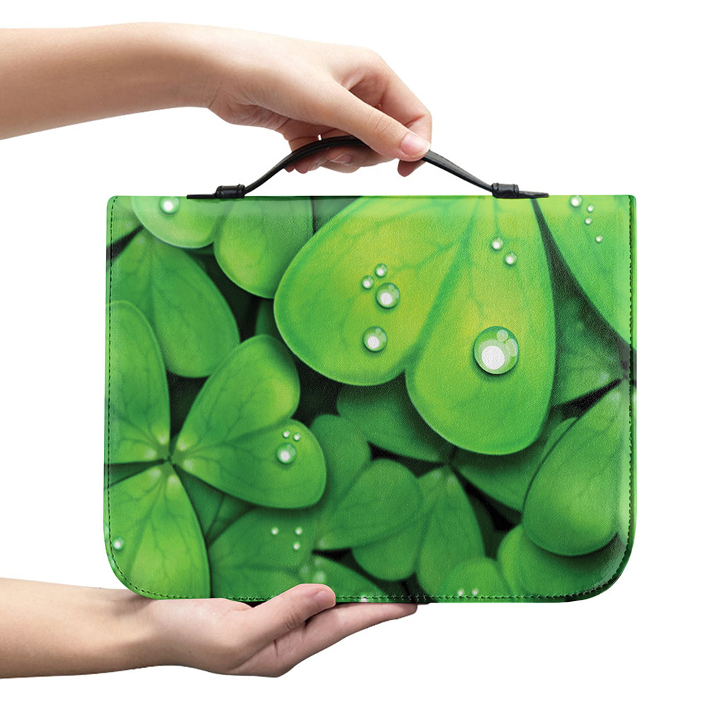 Shamrock Clover St. Patrick's Day Print Leather Bible Cover