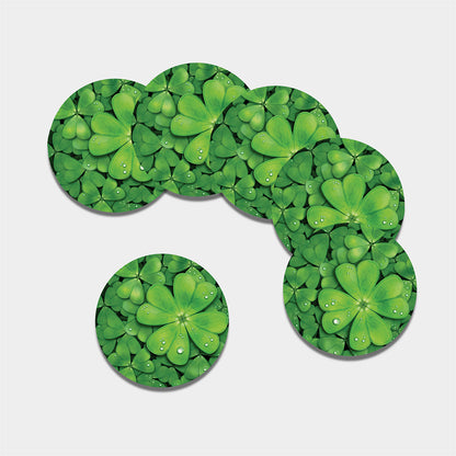 Shamrock Clover St. Patrick's Day Print Leather Coaster Set