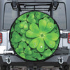 Shamrock Clover St. Patrick's Day Print Leather Spare Tire Cover