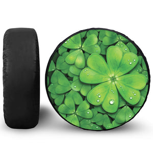 Shamrock Clover St. Patrick's Day Print Leather Spare Tire Cover