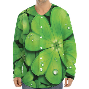 Shamrock Clover St. Patrick's Day Print Long Sleeve Baseball Jersey