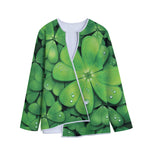 Shamrock Clover St. Patrick's Day Print Long Sleeve Short Coat