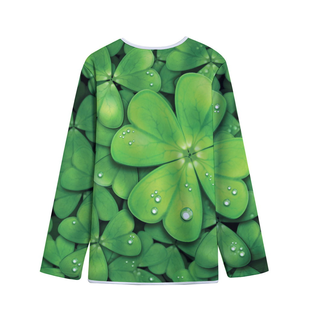 Shamrock Clover St. Patrick's Day Print Long Sleeve Short Coat