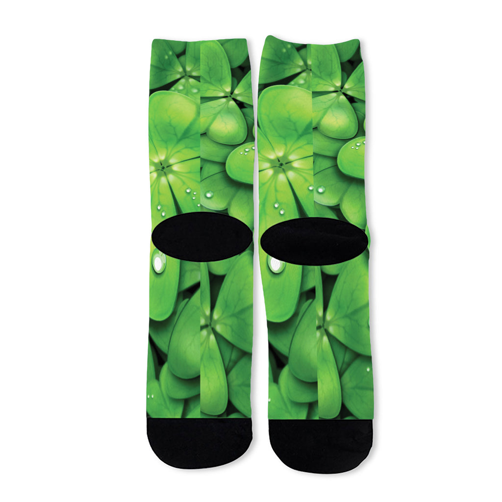 Shamrock Clover St. Patrick's Day Print Long Socks