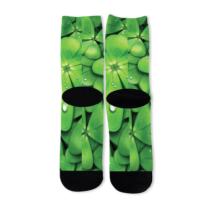 Shamrock Clover St. Patrick's Day Print Long Socks