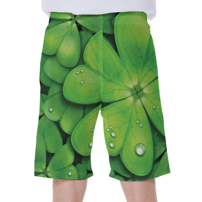 Shamrock Clover St. Patrick's Day Print Men's Beach Shorts