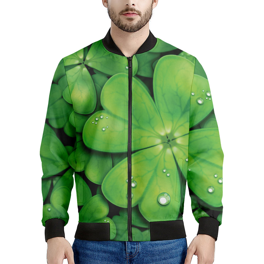 Shamrock Clover St. Patrick's Day Print Men's Bomber Jacket