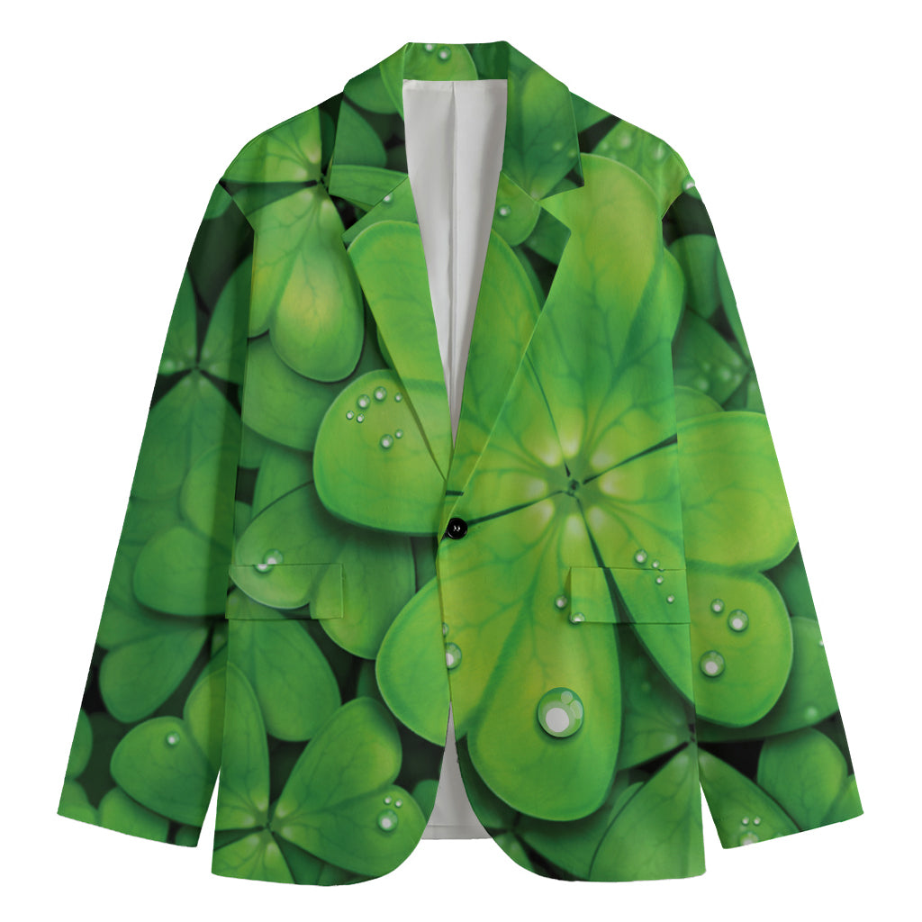 Shamrock Clover St. Patrick's Day Print Men's Cotton Blazer