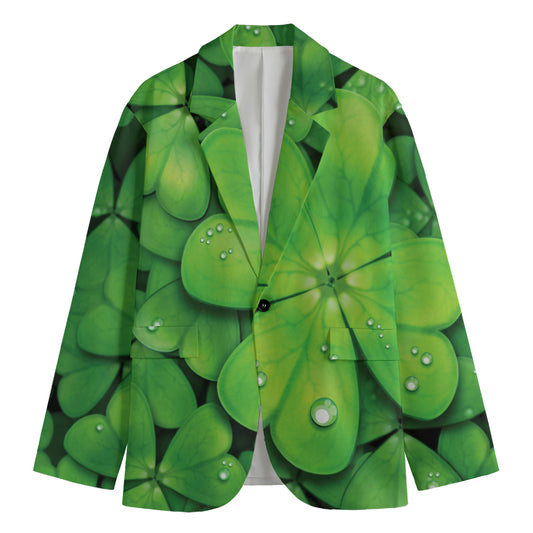 Shamrock Clover St. Patrick's Day Print Men's Cotton Blazer