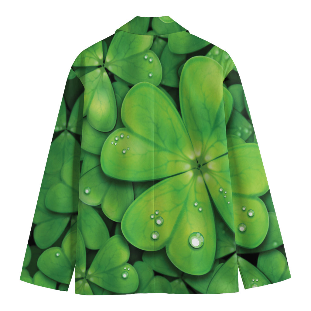 Shamrock Clover St. Patrick's Day Print Men's Cotton Blazer