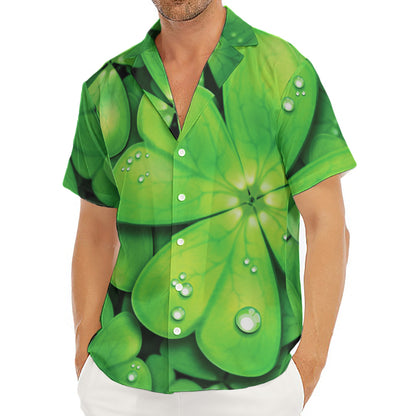 Shamrock Clover St. Patrick's Day Print Men's Deep V-Neck Shirt