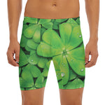 Shamrock Clover St. Patrick's Day Print Men's Long Boxer Briefs