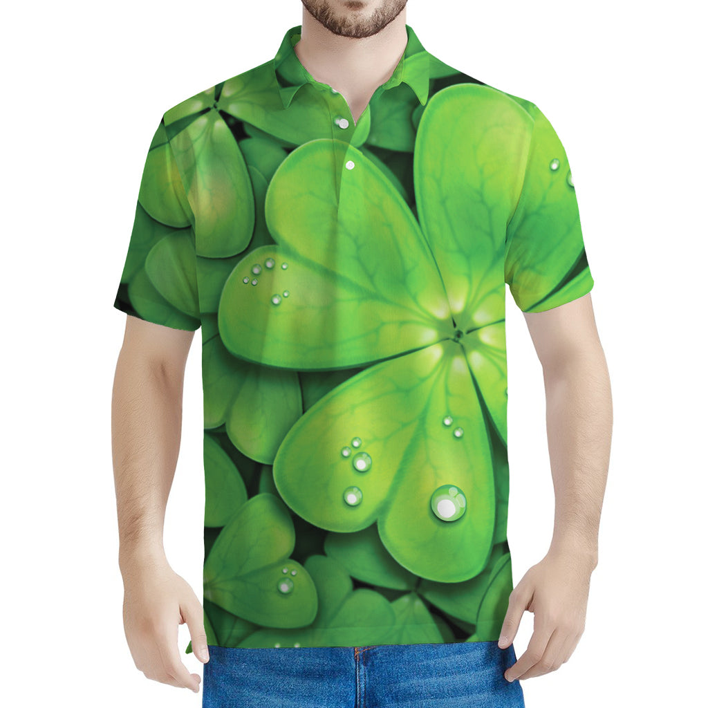 Shamrock Clover St. Patrick's Day Print Men's Polo Shirt