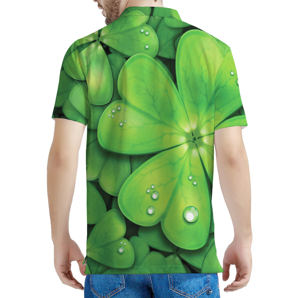 Shamrock Clover St. Patrick's Day Print Men's Polo Shirt