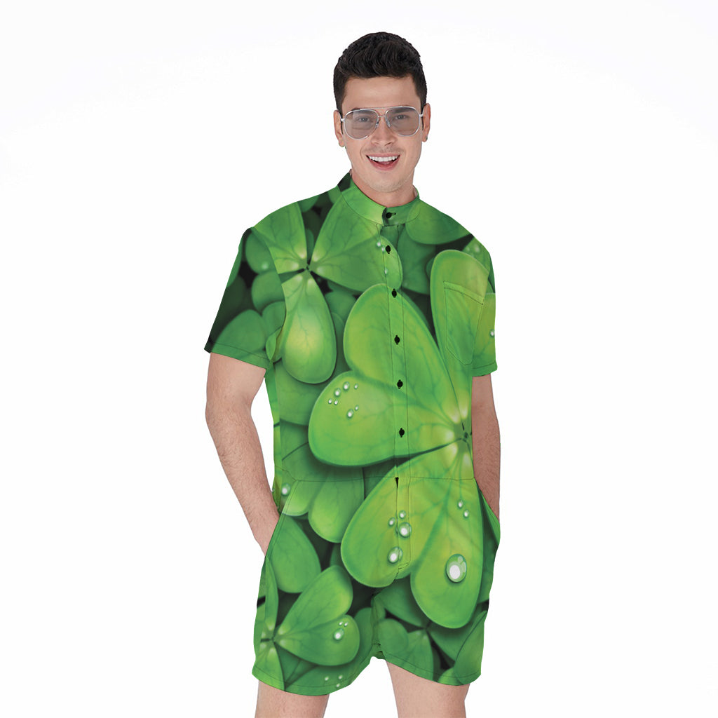 Shamrock Clover St. Patrick's Day Print Men's Rompers