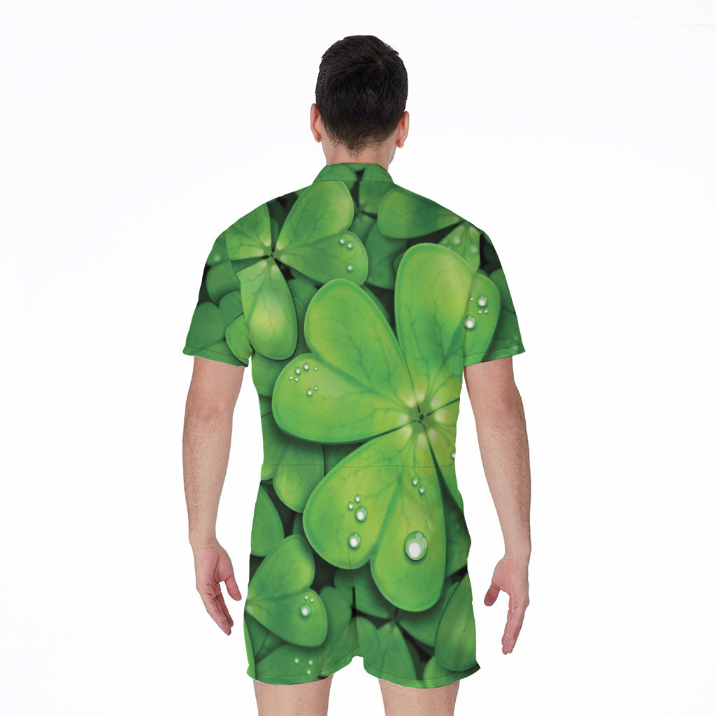 Shamrock Clover St. Patrick's Day Print Men's Rompers