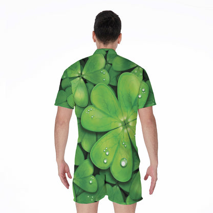Shamrock Clover St. Patrick's Day Print Men's Rompers