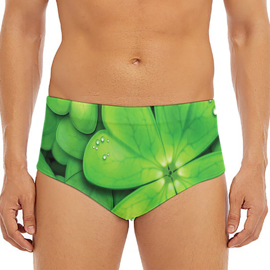 Shamrock Clover St. Patrick's Day Print Men's Triangle Swim Briefs