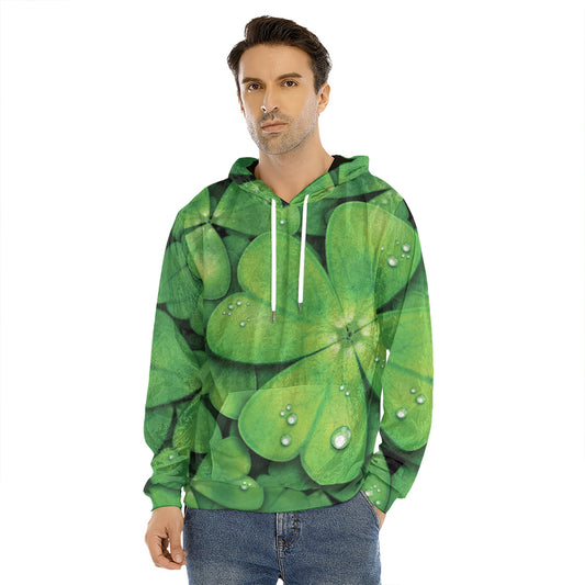 Shamrock Clover St. Patrick's Day Print Men's Velvet Pullover Hoodie