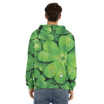 Shamrock Clover St. Patrick's Day Print Men's Velvet Pullover Hoodie