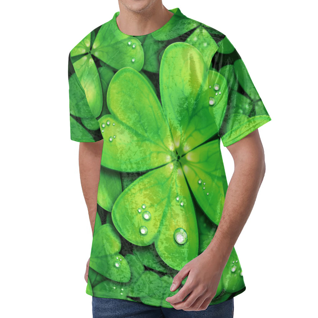 Shamrock Clover St. Patrick's Day Print Men's Velvet T-Shirt