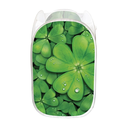 Shamrock Clover St. Patrick's Day Print Mesh Laundry Hamper