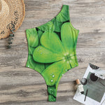 Shamrock Clover St. Patrick's Day Print One Shoulder Bodysuit