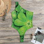 Shamrock Clover St. Patrick's Day Print One Shoulder Bodysuit
