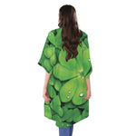 Shamrock Clover St. Patrick's Day Print Open Front Beach Cover Up