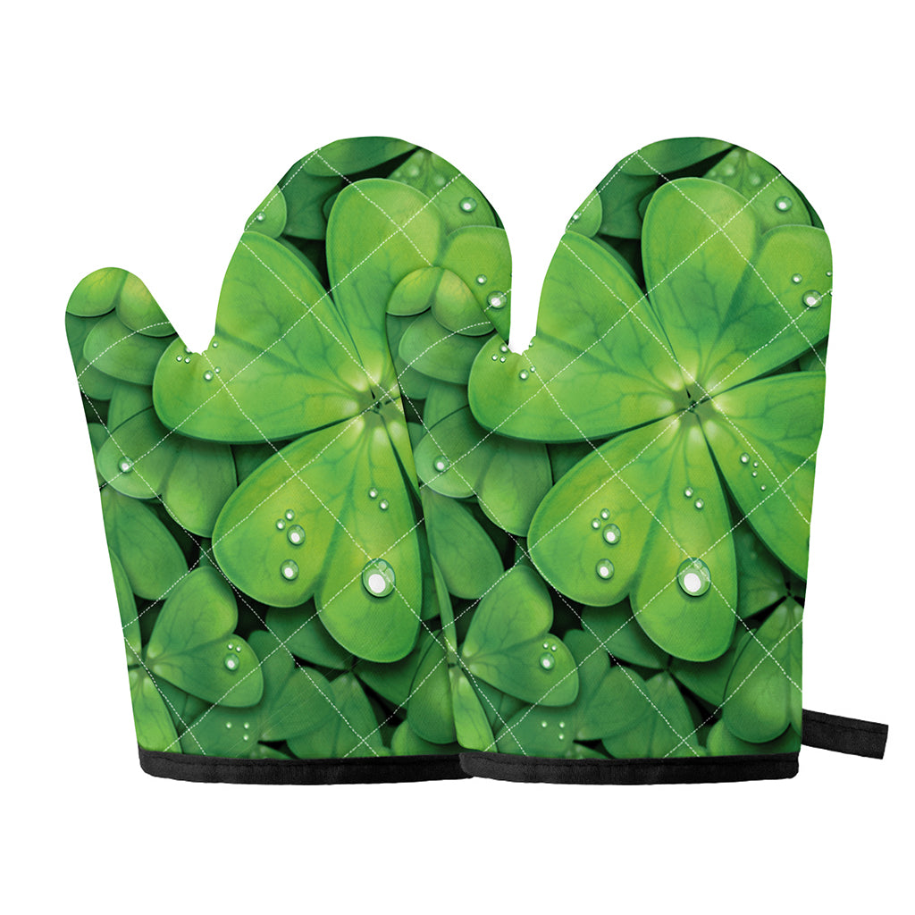 Shamrock Clover St. Patrick's Day Print Oven Mitts