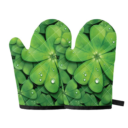 Shamrock Clover St. Patrick's Day Print Oven Mitts
