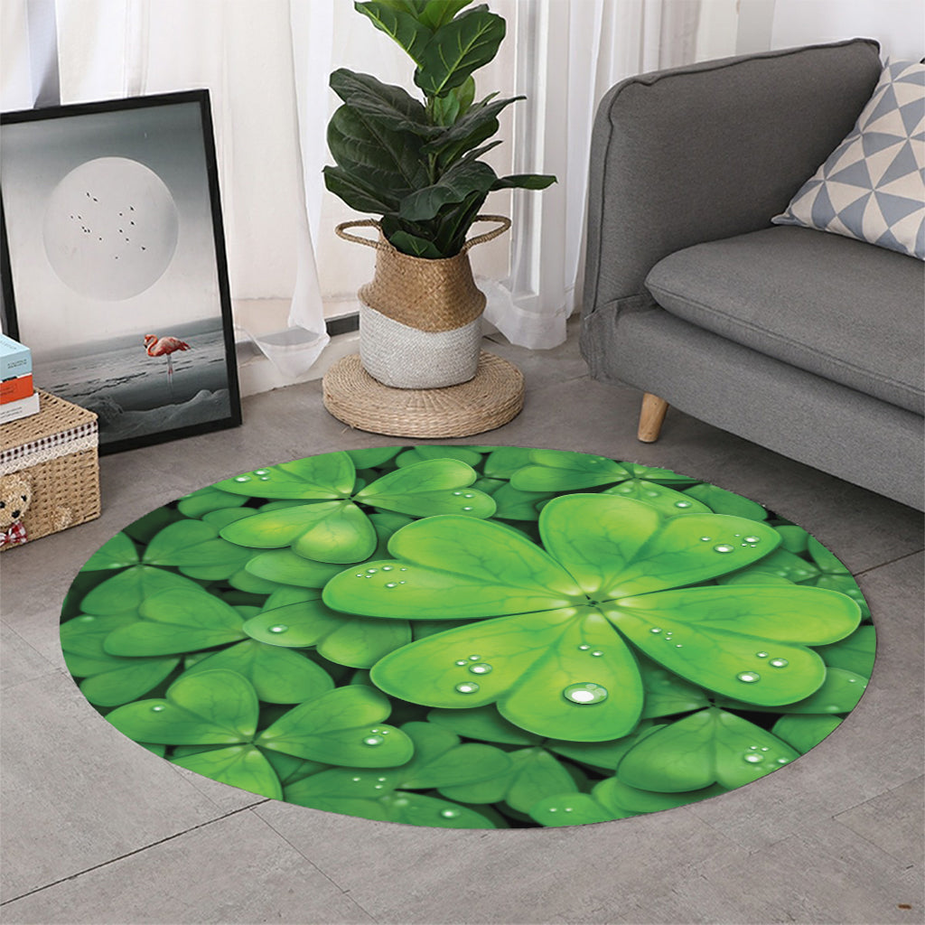 Shamrock Clover St. Patrick's Day Print Round Rug