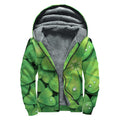 Shamrock Clover St. Patrick's Day Print Sherpa Lined Zip Up Hoodie