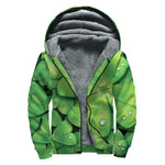 Shamrock Clover St. Patrick's Day Print Sherpa Lined Zip Up Hoodie