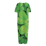 Shamrock Clover St. Patrick's Day Print Short Sleeve Long Nightdress