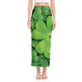 Shamrock Clover St. Patrick's Day Print Side Slit Maxi Skirt