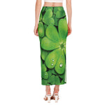 Shamrock Clover St. Patrick's Day Print Side Slit Maxi Skirt
