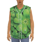 Shamrock Clover St. Patrick's Day Print Sleeveless Baseball Jersey