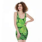 Shamrock Clover St. Patrick's Day Print Sleeveless Bodycon Dress