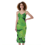 Shamrock Clover St. Patrick's Day Print Slim Fit Midi Cami Dress