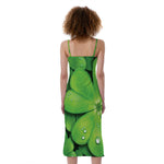 Shamrock Clover St. Patrick's Day Print Slim Fit Midi Cami Dress