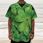 Shamrock Clover St. Patrick's Day Print Textured Short Sleeve Shirt