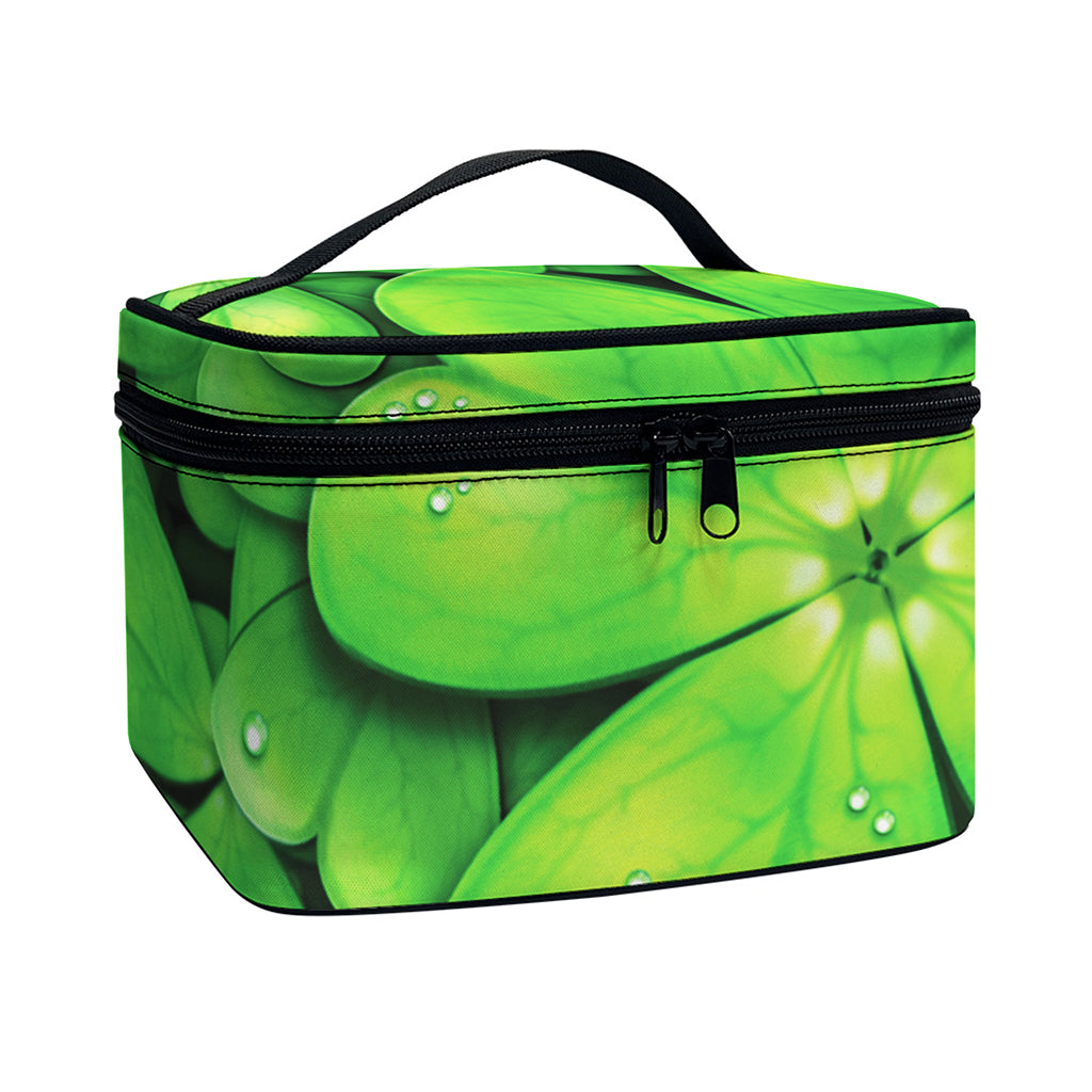 Shamrock Clover St. Patrick's Day Print Travel Makeup Bag