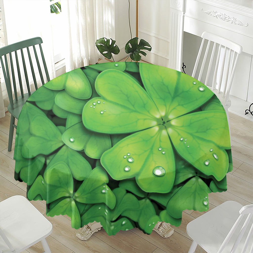 Shamrock Clover St. Patrick's Day Print Waterproof Round Tablecloth